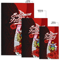 Solomon Islands Polynesian Area Rug - Coat Of Arm With Hibiscus - Polynesian Pride