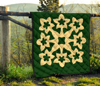 Hawaiian Premium Quilt Royal Pattern - Green - A1 Style - Polynesian Pride
