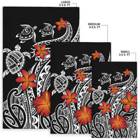 Hawaiian Map Turtle Swim Plumeria Polynesian Rug - J6 - Polynesian Pride