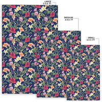 Tropical Hibiscus Red And Plumeria White Rug - Polynesian Pride