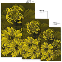 Hawaiian Map Hibiscus Flowers Vintage Polynesian Rug AH - Polynesian Pride