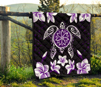 Hawaiian Violet Turtle Plumeria Quilt - Polynesian Pride
