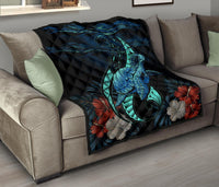 Hawaii Polynesian Honu Sea Hibiscus Premium Quilt - Polynesian Pride