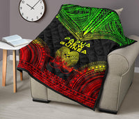 Papua New Guinea Premium Quilt - Papua New Guinea Coat Of Arms Polynesian Chief Reggae Version - Polynesian Pride