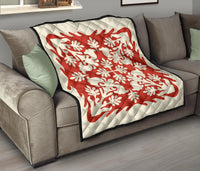 Hawaiian Tropical Pattern Premium Quilt - Red - Argu Style - AH - Polynesian Pride