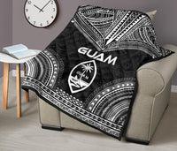 Guam Premium Quilt - Guam Coat Of Arms Polynesian Chief Black Version - Polynesian Pride