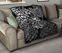 Guam Polynesian Premium Quilt - White Turtle Flowing - Polynesian Pride