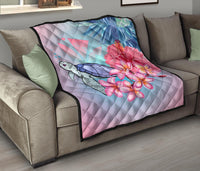 Hawaii Map Kanaka Turtle Galaxy Night Plumeria Hibiscus Premium Quilt - Polynesian Pride