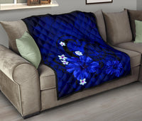Hawaii Turtle Poly Tribal Blue Premium Quilt - Polynesian Pride
