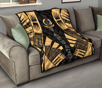 Vanuatu Premium Quilt - Vanuatu Coat Of Arms Polynesian Gold Tattoo - Polynesian Pride
