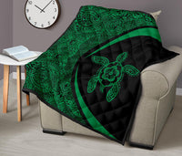 Hawaii Turtle Polynesian Green Premium Quilt - Circle Style - Polynesian Pride