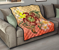 Hawaii Turtle Kanaka Plumeria Hibiscus Premium Quilt - Kity Style - AH - Polynesian Pride