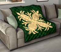 Hawaiian Premium Quilt Royal Pattern - Green - A2 Style - Polynesian Pride