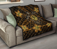 Hawaii Mix Polynesian Turtle Plumeria Premium Quilt - AH - Nick Style - Brown - Polynesian Pride