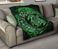 Hawaiian Turtle Polynesian Green Premium Quilt - Polynesian Pride