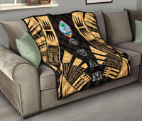 Guam Premium Quilt - Guam Coat Of Arms Polynesian Gold Tattoo - Polynesian Pride