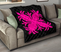Hawaiian Premium Quilt Royal Pattern - Black And Pink - A2 Style - Polynesian Pride