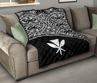 Hawaii Polynesian Premium Quilt - White Kanaka Maoli Curve Version - Polynesian Pride