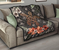 Hawaii Turtle Polynesian Hibiscus Kanaka Style Tropical - Premium Quilt AH - Polynesian Pride
