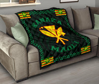 Kanaka Maoli Flag Polynesian Premium Quilt Green - Love Style - Polynesian Pride