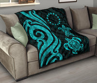 Cook Islands Premium Quilt - Turquoise Tentacle Turtle - Polynesian Pride