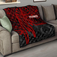 Pohnpei Premium Quilt - Pohnpei Seal In Heartbeat Patterns Style (Red) Red - Polynesian Pride