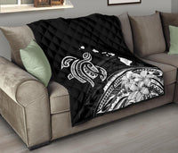 Hawaii Map Plumeria Polynesian Premium Quilt - Polynesian Pride