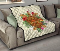 Hawaii Turtle Life Hibiscus Design Premium Quilt - Polynesian Pride