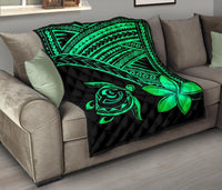 Hawaii Quilt - Hawaii Turtle Plumeria Quilt Green - Polynesian Pride