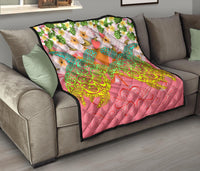 Hawaii Turtle Couple Plumeria Valentine Pattern Premium Quilt - Bond Style - AH - Polynesian Pride