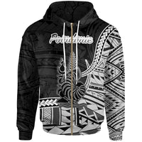 New Caledonia Islands Zip Hoodie Poindimie Seal of New Caledonia Polynesian Patterns Unisex Black - Polynesian Pride
