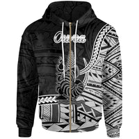New Caledonia Islands Zip Hoodie Ouvea Seal of New Caledonia Polynesian Patterns Unisex Black - Polynesian Pride