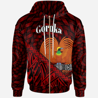 Papua New Guinea Zip Hoodie Goroka Polynesian Patterns With Bamboo Unisex Red - Polynesian Pride