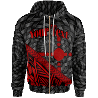 Rotuma Zip Hoodie Custom Red Tapa Patterns With Bamboo Unisex Red - Polynesian Pride