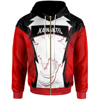 Papua New Guinea Zip Hoodie Kainantu PNG Coat of Arms Unisex Red Black - Polynesian Pride