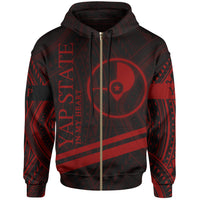 Yap State Zip Hoodie In My Heart Style Red Polynesian Patterns Unisex Black - Polynesian Pride