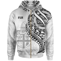 Fiji Zip Hoodie Black Polynesian Patterns Best Fiji Ever Unisex White - Polynesian Pride