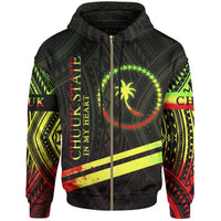 Chuuk State Zip Hoodie In My Heart Style Reggae Polynesian Patterns Unisex Black - Polynesian Pride