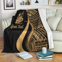 New Caledonia Custom Personalised Premium Blanket - Gold Polynesian Tentacle Tribal Pattern Crest - Polynesian Pride