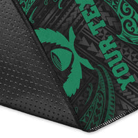 Pohnpei Polynesian Custom Personalised Area Rug - Green Tribal Wave - Polynesian Pride