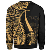 Niue Custom Personalised Sweatshirt - Gold Polynesian Tentacle Tribal Pattern - Polynesian Pride