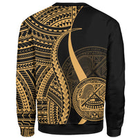 American Samoa Custom Personalised Sweatshirt - Gold Polynesian Tentacle Tribal Pattern - Polynesian Pride