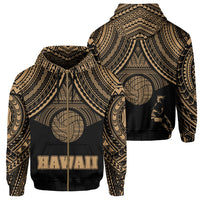 Polynesian Volleyball Hawaii Zip Hoodie Gold Unisex Gold - Polynesian Pride