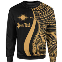Marshall Islands Custom Personalised Sweatshirt - Gold Polynesian Tentacle Tribal Pattern Unisex Gold - Polynesian Pride