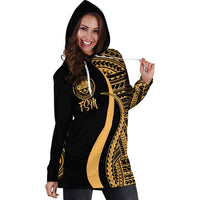 Federated States of Micronesia Women's Hoodie Dress - Gold Polynesian Tentacle Tribal Pattern - Polynesian Pride