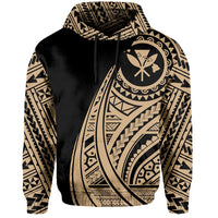 Hawaii Kanaka Polynesian Hoodie Tatoo Style Gold - Polynesian Pride