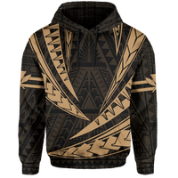 Polynesian Kakau Kanaka Maoli Map Hawaii Hoodie Gold - Polynesian Pride