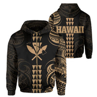 Kanaka Map Polynesian Kakau Hoodie (Zip up) Gold Unisex Gold - Polynesian Pride