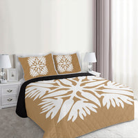 Hawaiian Royal Pattern Quilt Bed Set - Gold - A3 Style - Polynesian Pride