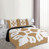 Hawaiian Royal Pattern Quilt Bed Set - Gold - M1 Style - AH - Polynesian Pride